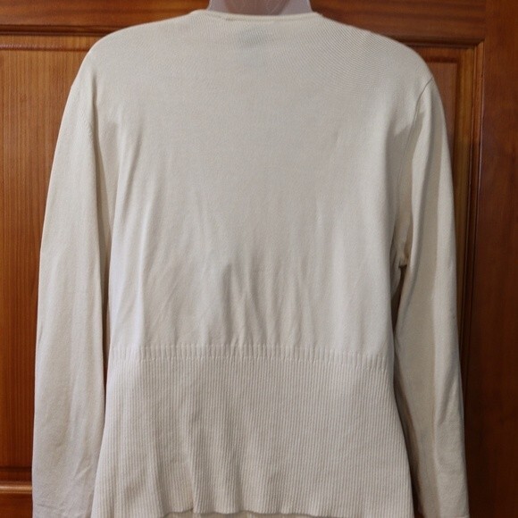 Mark Shale Cream Silk-Linen Cardigan Set ML Feminine Delicate 2-Piece - Picture 3 of 13
